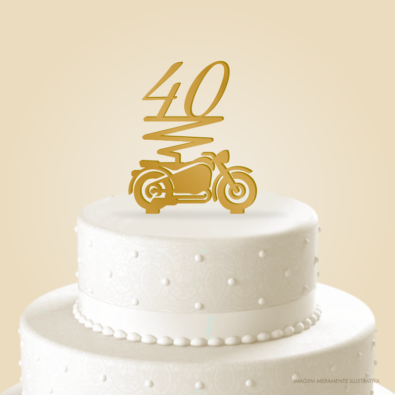 Topo de bolo de aniversário com combinação de motocicleta, relógio